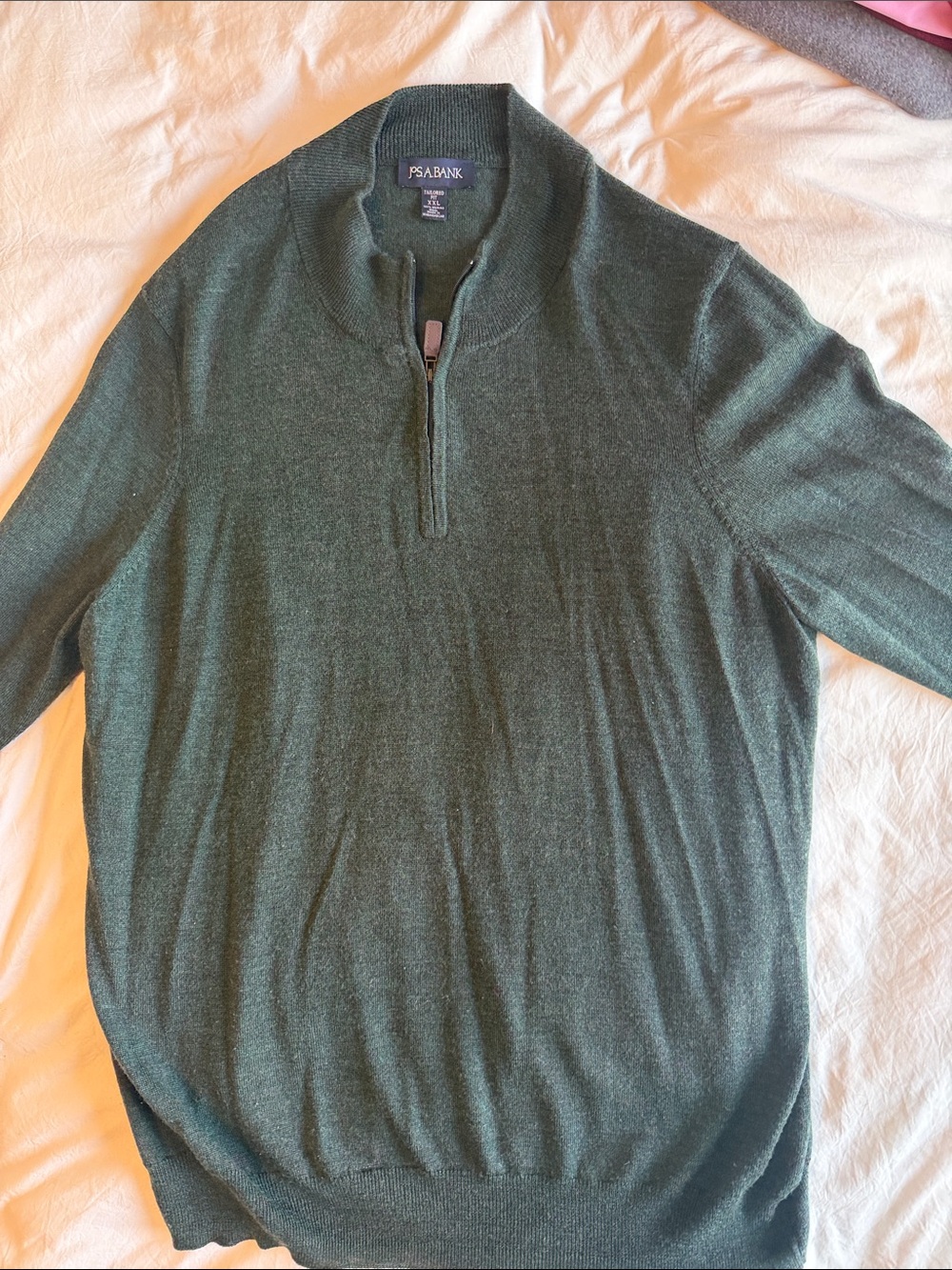 Jos. A. Bank Men's Forest Green wool quarter zip Sweater